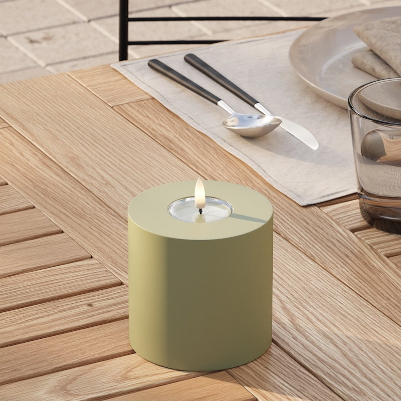 Deluxe Homeart LED al aire libre Vela pilar Ø10x10cm Verde oliva