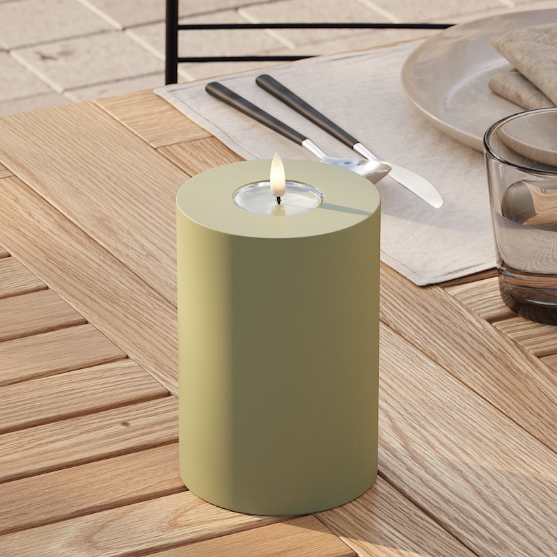 Deluxe Homeart LED al aire libre Vela pilar Ø10x15cm Verde oliva