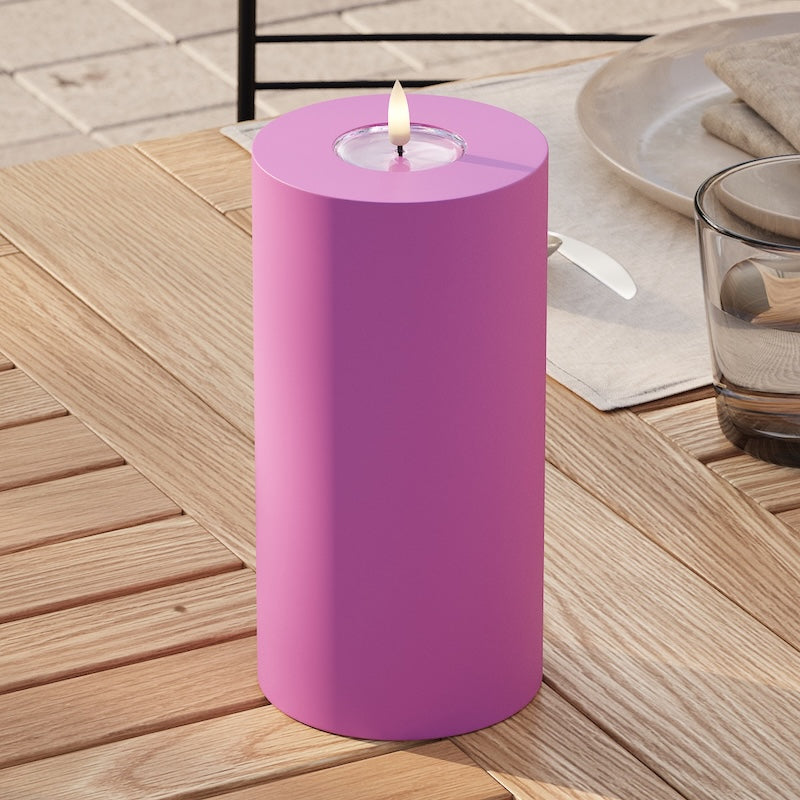 Deluxe Homeart Udendørs LED Bloklys Ø 10 x 20 cm Magenta