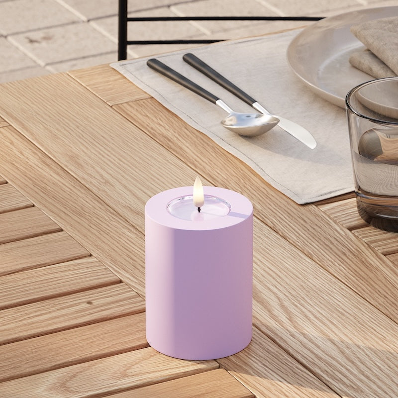 Deluxe Homeart Udendørs LED Bloklys Ø 7,5 x 10 cm Lavendel