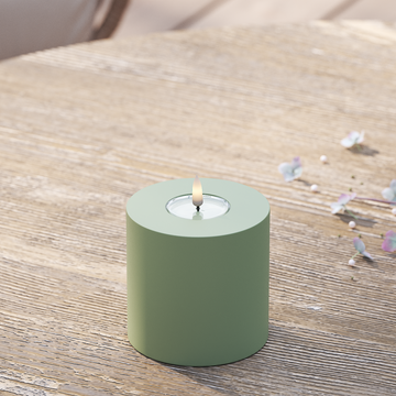 Deluxe Homeart Udendørs LED Bloklys Ø 10 x 10 cm Støvet grøn LED udendørslys bloklys 2