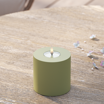Deluxe Homeart LED al aire libre Vela pilar Ø10x10cm Verde oliva luz exterior LED Vela pilar 2