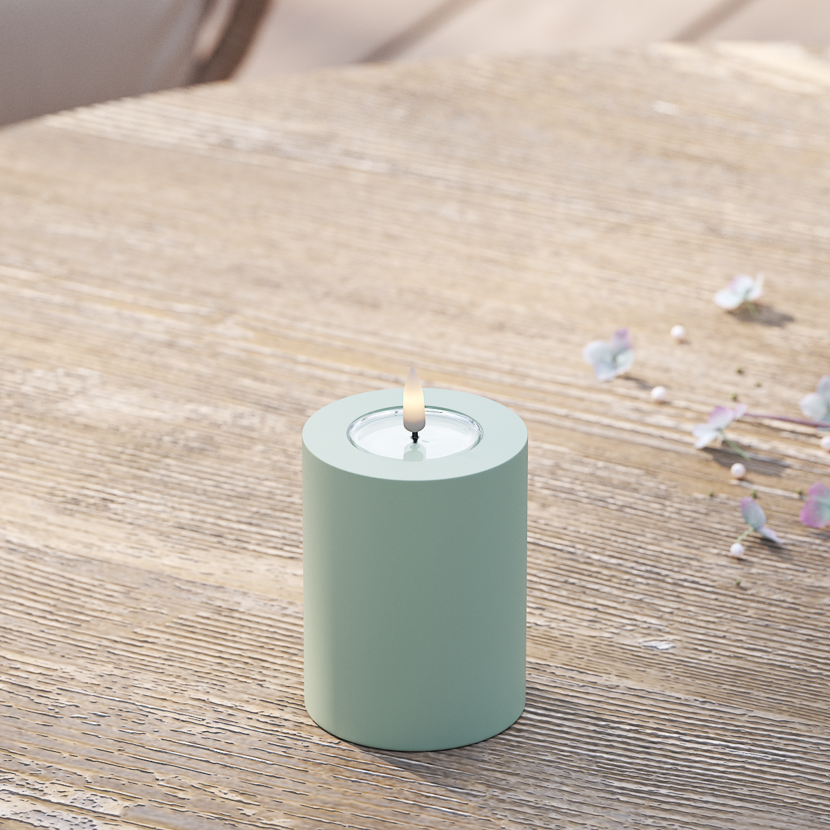 Deluxe Homeart LED al aire libre Vela pilar Ø7,5x10cm Verde salvia luz exterior LED Vela pilar 2