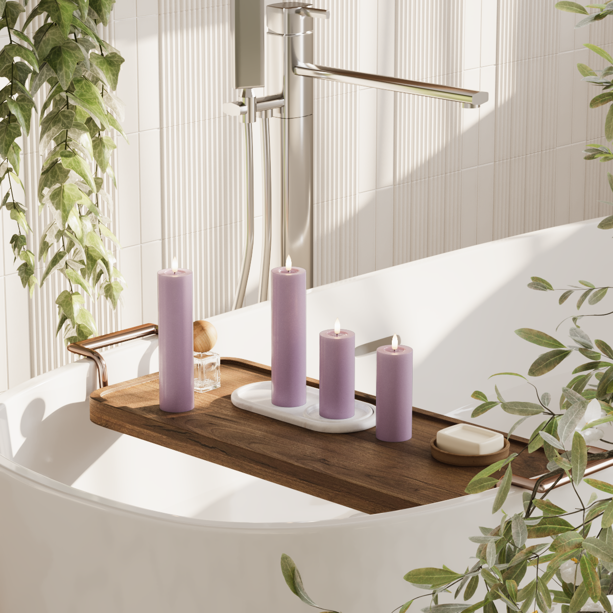 Deluxe Homeart LED Vela pilar paquete - Púrpura claro - 2x 5x 12,5cm | 2x 5 x 20 paquete 2