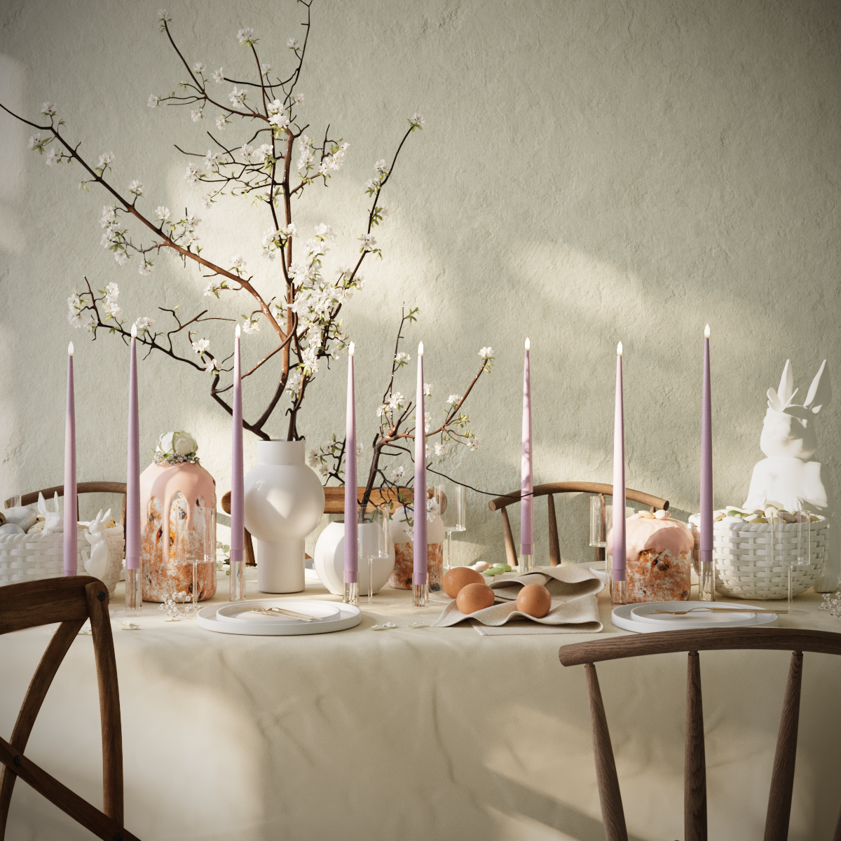 Deluxe Homeart LED Kertelys pakke - Lyslilla - 8 stk 38 cm kertelys pakke 1