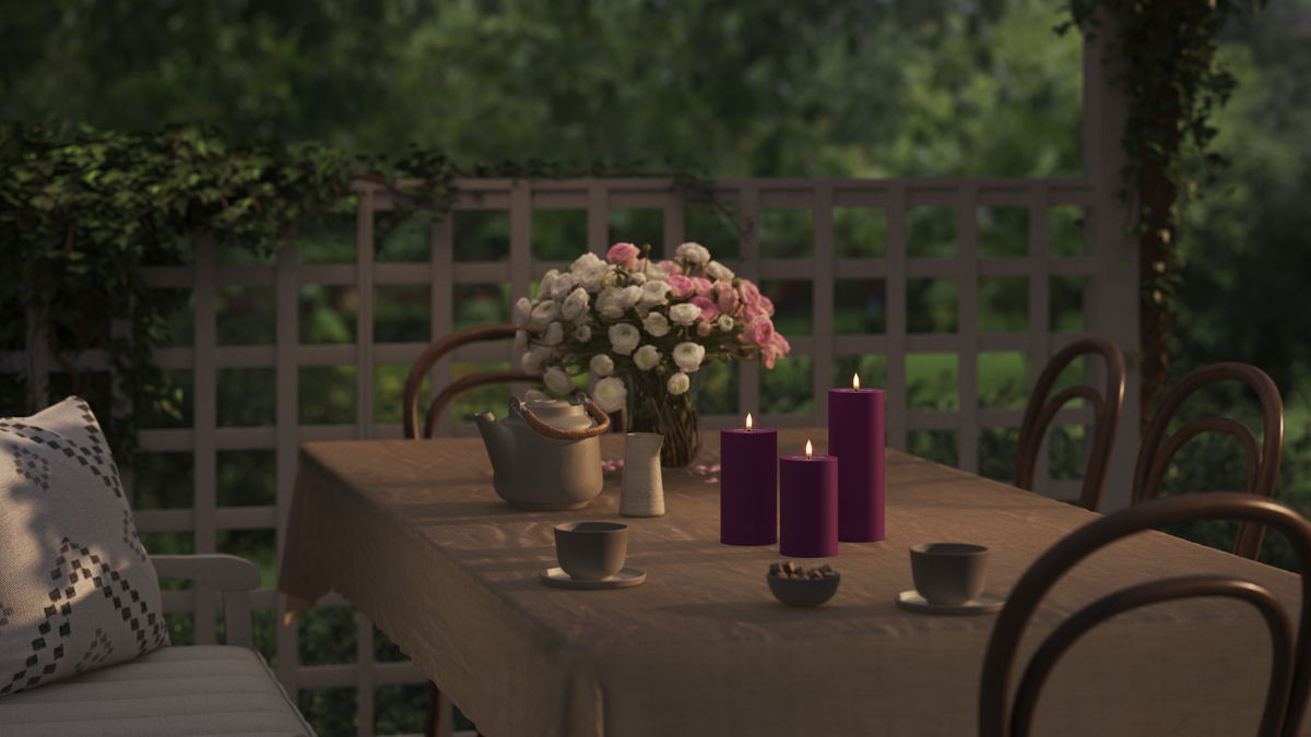 LED Utendørs lysblokklys med naturtro LED flamme