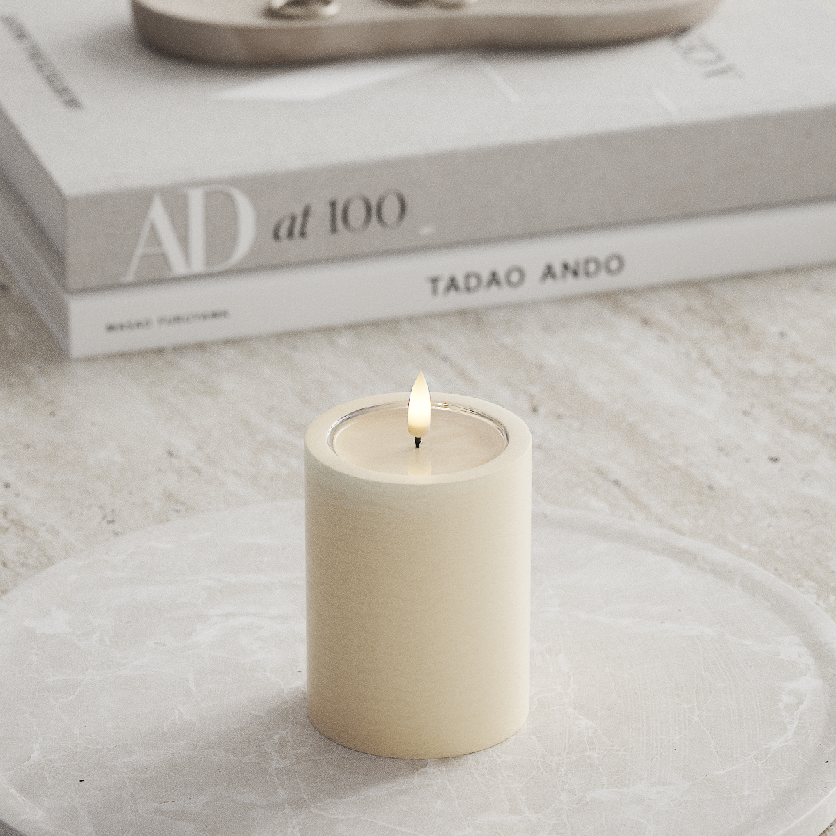 Deluxe Homeart Unique LED Bloklys D 7,5 x 10 cm Cream unique bloklys 1