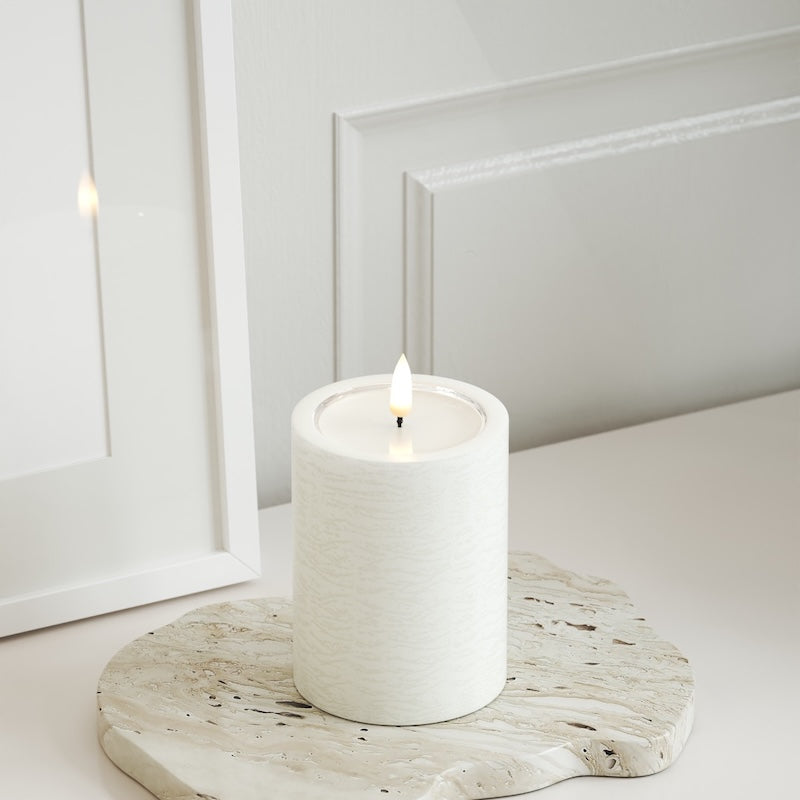 Unique Candles Unique LED Vela pilar Fondo 7,5 x 10 cm. Blanco