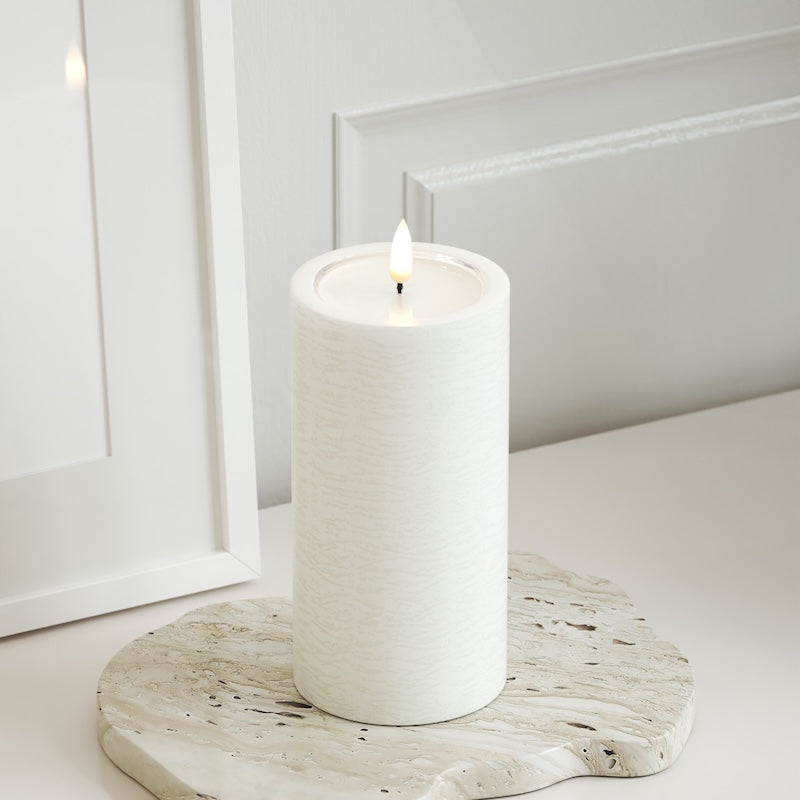 Unique Candles Unique LED Bloklys D 7,5 x 15 cm Hvid