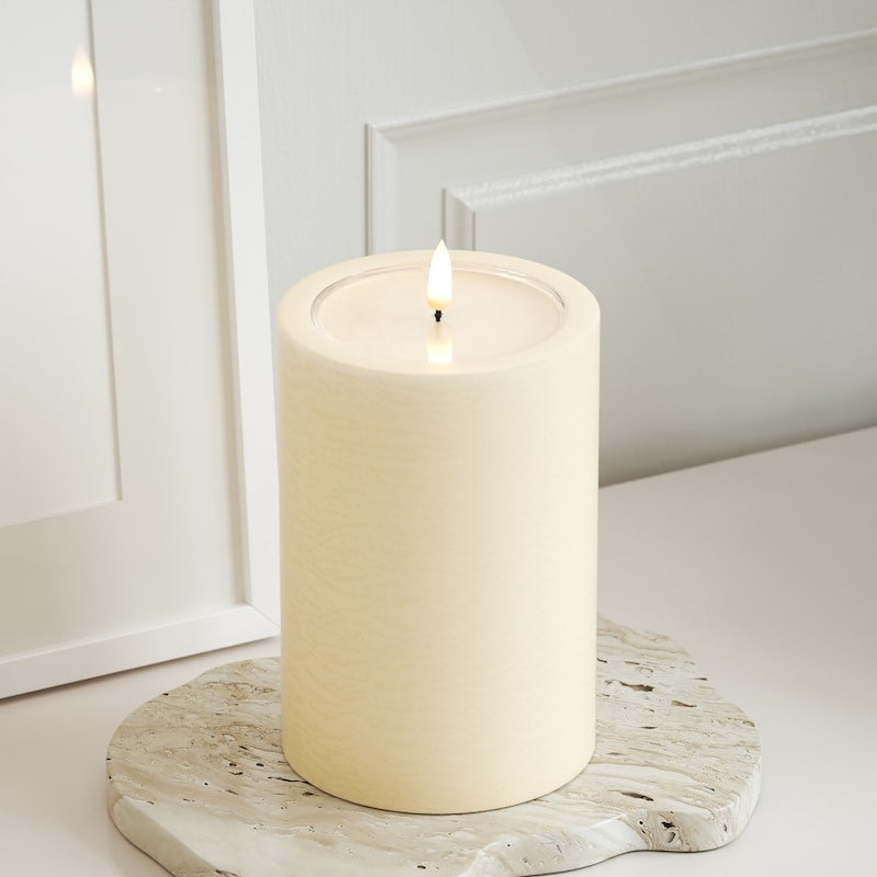 Unique Candles Unique LED Blokklys D 10 x 15 cm Krem