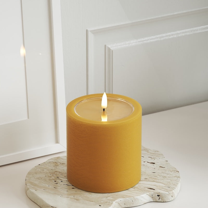 Unique Candles Unique LED Vela pilar Fondo 10 x 10 cm. Curry
